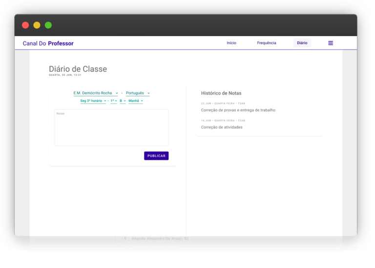 website-diario de classe